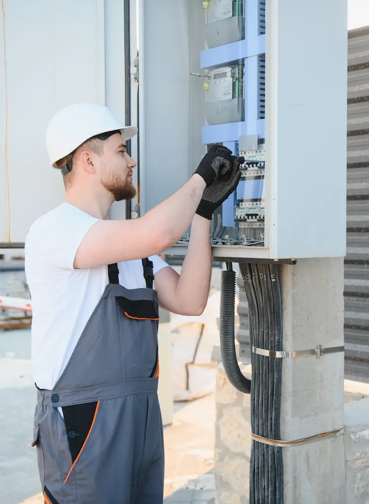 Tecnico elettricista al lavoro a Roma